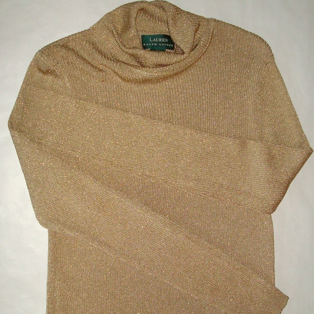 Lauren | Ralph Lauren Metallic Gold Turtleneck